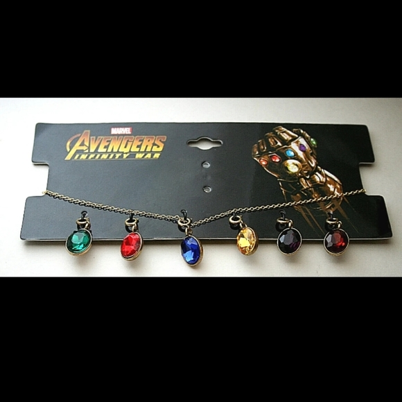 Marvel Avengers Infinity War Thanos 6 Stone Pendant Necklace New MIP NOS 2018 - Picture 2 of 5